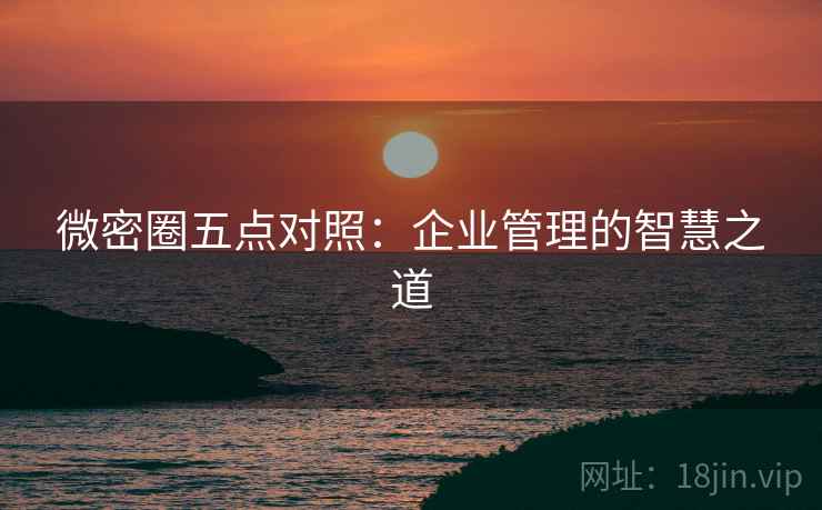 微密圈五点对照:企业管理的智慧之道 微密圈五点对照:企业管理的智慧之道